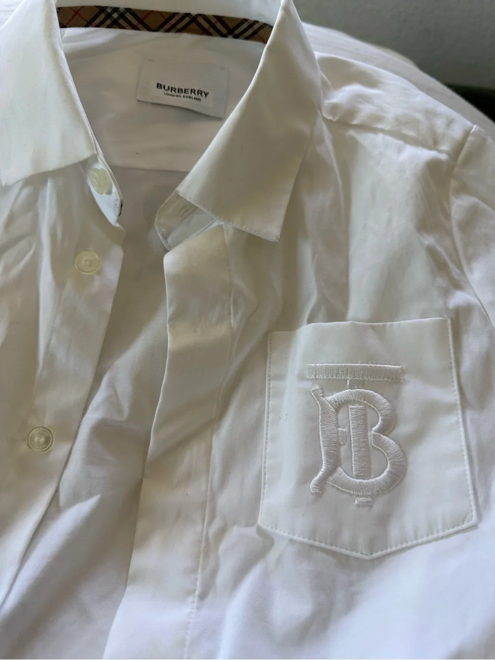 Burberry White Shirt with Signature Check Trim